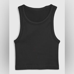 NWT Gap GapFit Seamless Rib Crop Halter Tank Top Black Size M Tall